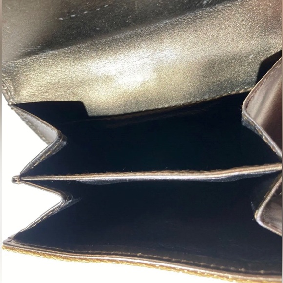 VINTAGE GUCCI JACKIE CHERIE GOLD LEATHER & CANVAS WALLET - Picture 10 of 10